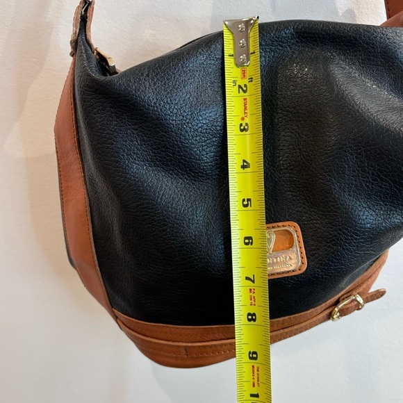 VALENTINA Shoulder Bag 2 Toned Leather Slouchy Zipper Closure Multiple Pockets - Picture 4 of 16